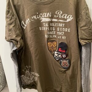 American Rag Military Green Long Sleeve Tee